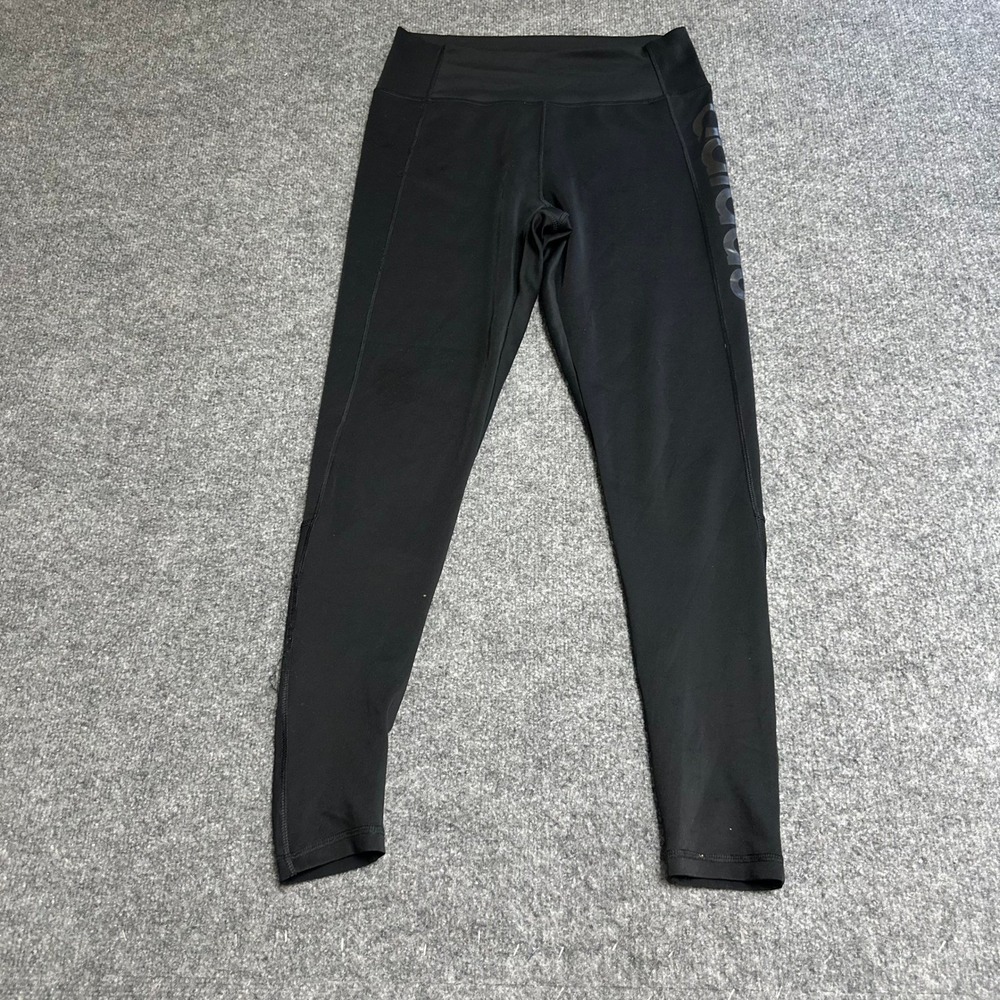 Adidas Leggings Womens Size M Black Climalite High Waisted Graphic Logo Athletic